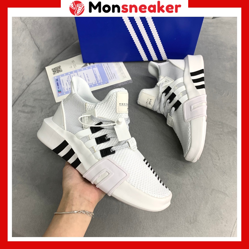 Giày Thể Thao Nam Nữ, Giày Sneaker EQT Bask Trắng Đen Phản Quang Cao Cấp [Full Box + Bill]