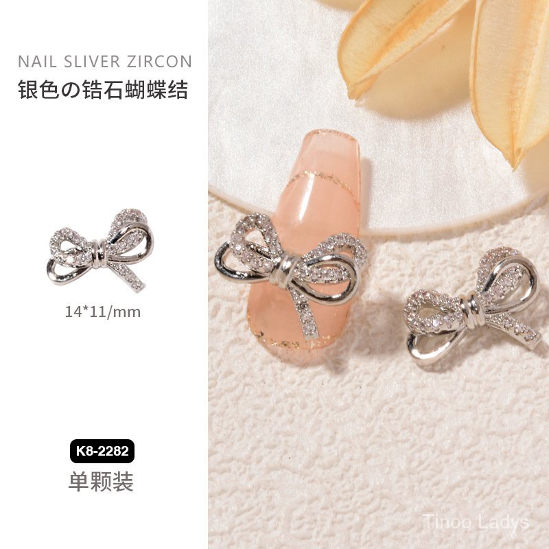 Phụ Kiện Trang Trí Móng Tay Hình Nơ / Ngôi Sao / Ngọc Trai / Đá Zircon / Kim Cương Sang Trọng