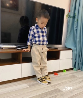 Set áo caro quần thô bé trai