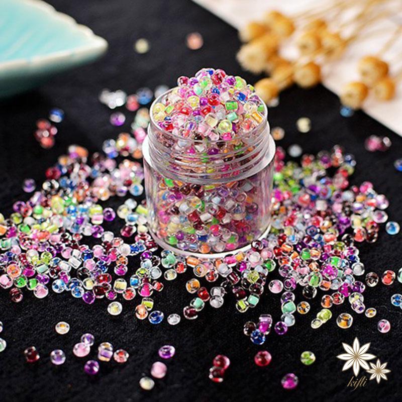 Set 500 Hạt Thủy Tinh Nhỏ Nhiều Màu Làm Trang Sức Cho Bé DIY