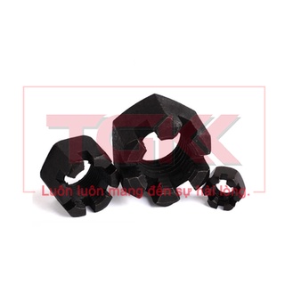 Đai ốc khía thép đen M10-M22