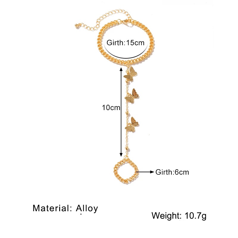 Vòng Đeo Tay Dạng Chuỗi Xích Phối Nhẫn Hình Trái Tim/Bướm Bằng Kim Loại Đơn Giản Cổ Điển Dành Cho Nam Và Nữ