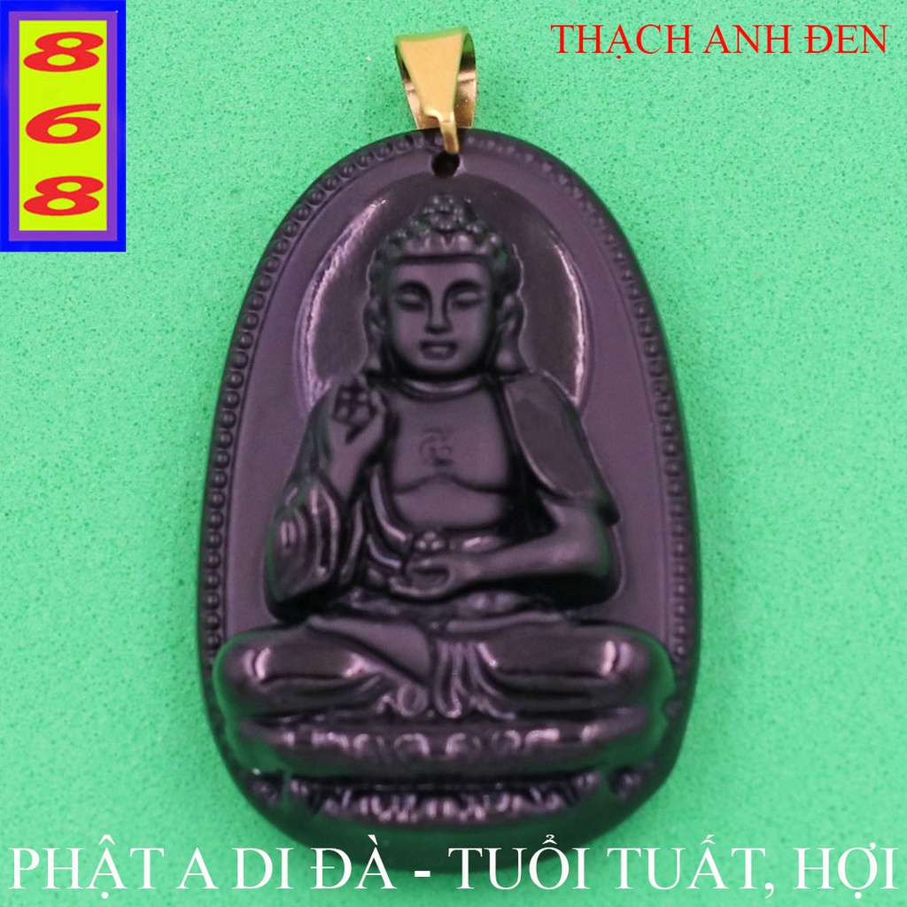 Mặt Dây Chuyền Phật A Di Đà Màu Đen 4.3cm - Mặt Size Vừa - Tặng Kèm Móc Inox - Phong Thủy 868
