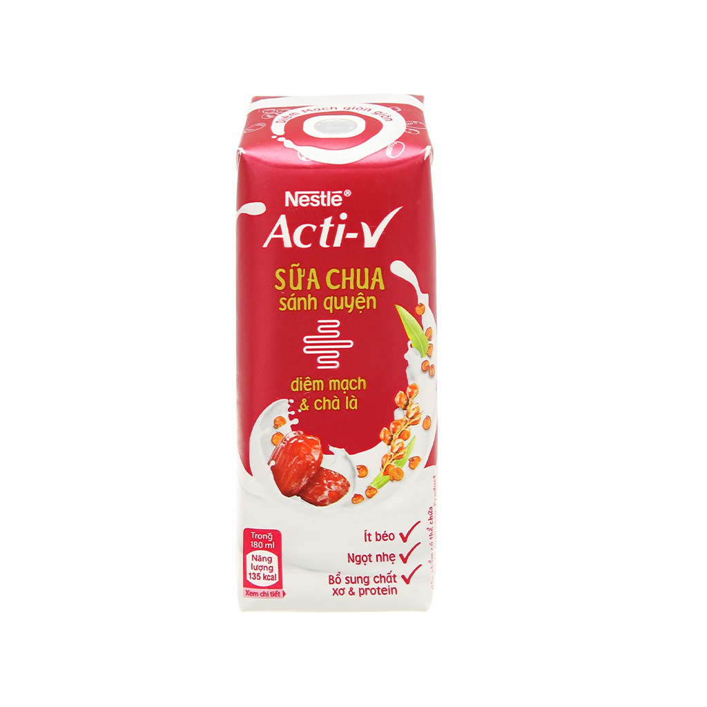 (nhiều vị) Sữa chua diêm mạch và chà là Nestlé Acti-V hộp 180ml