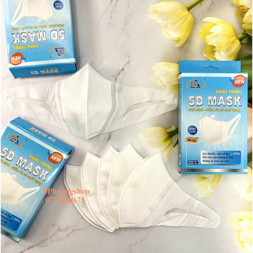 Khẩu Trang FAMAPRO 5D QUAI VẢI 3 Lớp Kháng Khuẩn Hộp 10 Cái