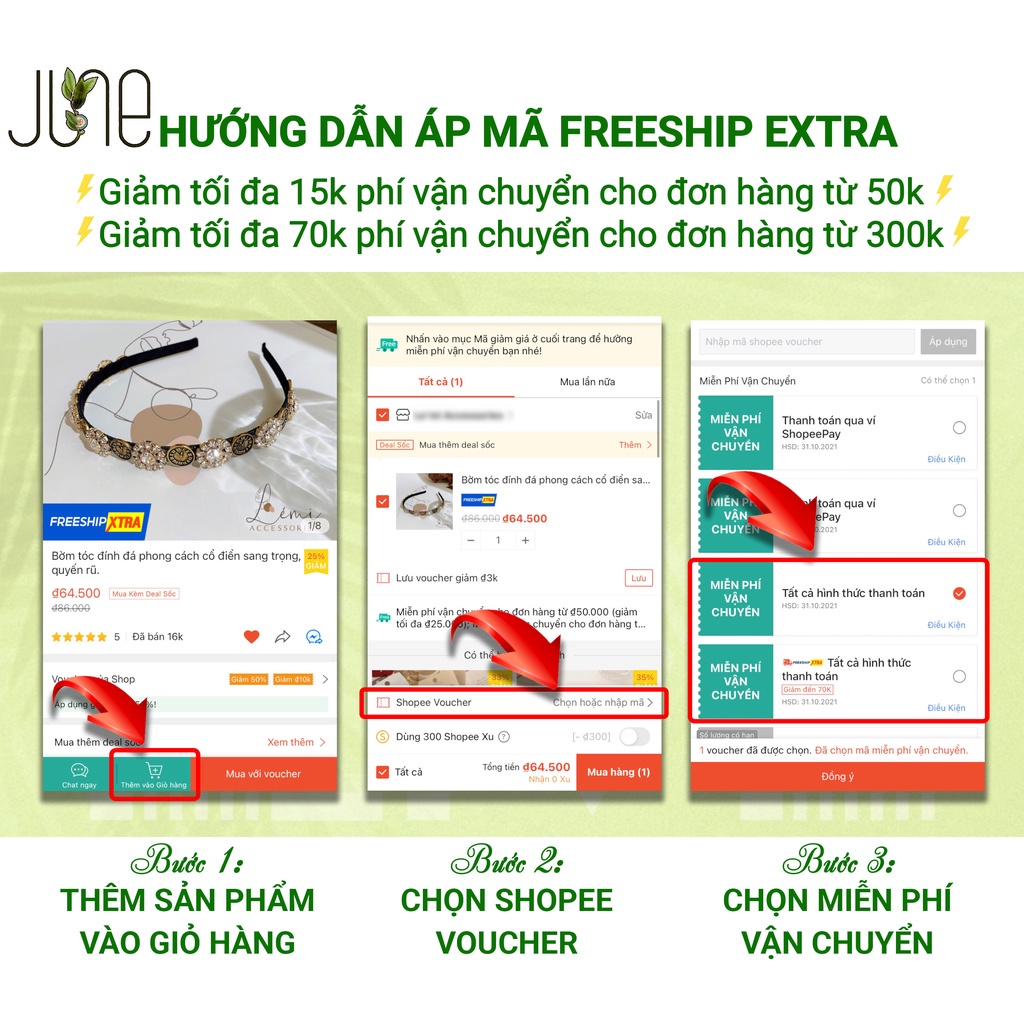 Băng đô bờm cài tóc đính hạt ngọc gọng dẻo bền đẹp nhỏ gọn thời trang Hàn Quốc June accessories