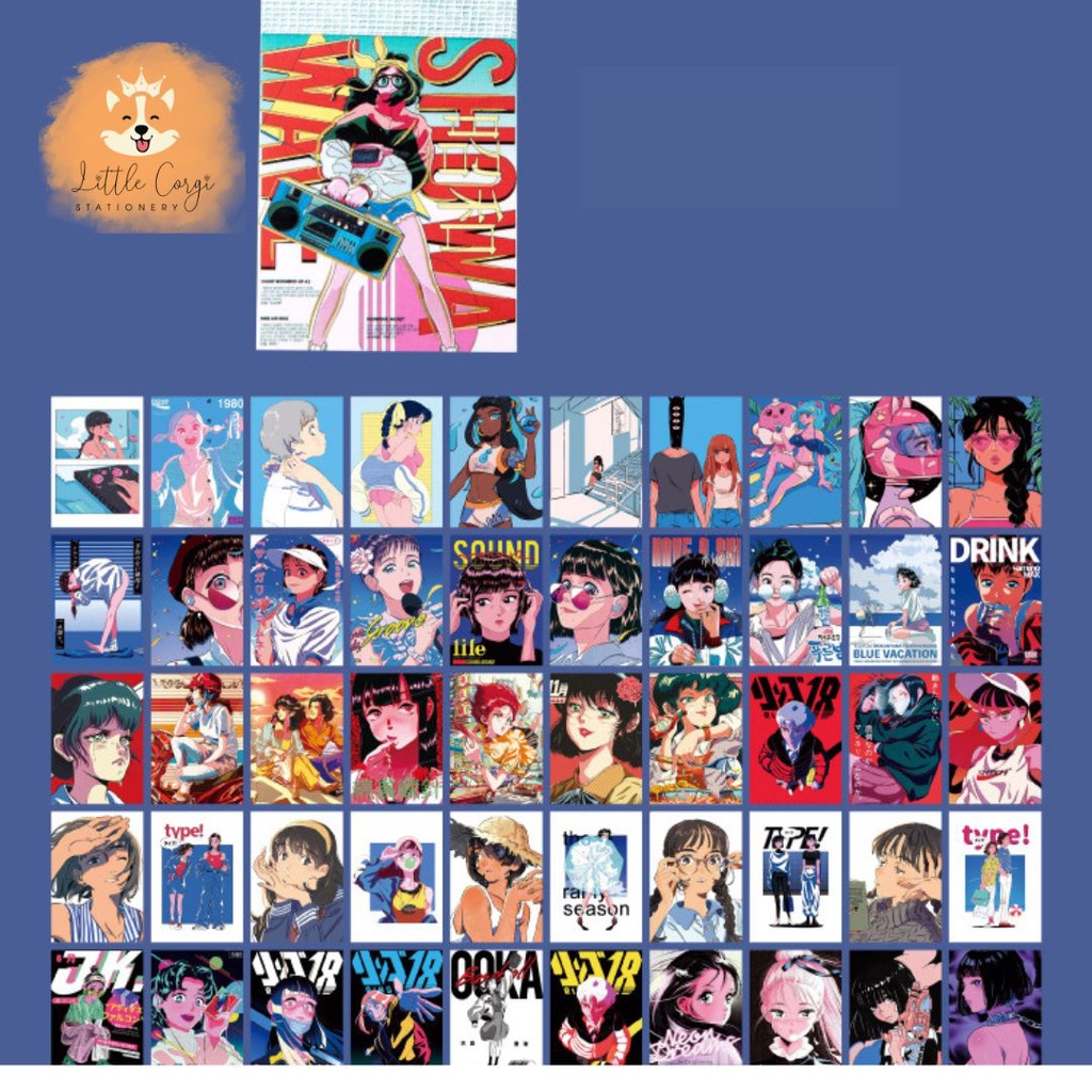 Set 20 hình dán sticker cô gái anime, manhwa phong cách - Xấp 20 sticker hình dán anime nhiều mẫu