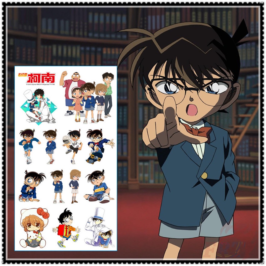 ✿ Hình Xăm Dán Tạm Thời mini series 01 Thiết Kế Hình Thám Tử conan Độc Đáo ✿ 1 Tấm Hình Xăm Dán Tay / Chân Chống Nước Quyến Rũ