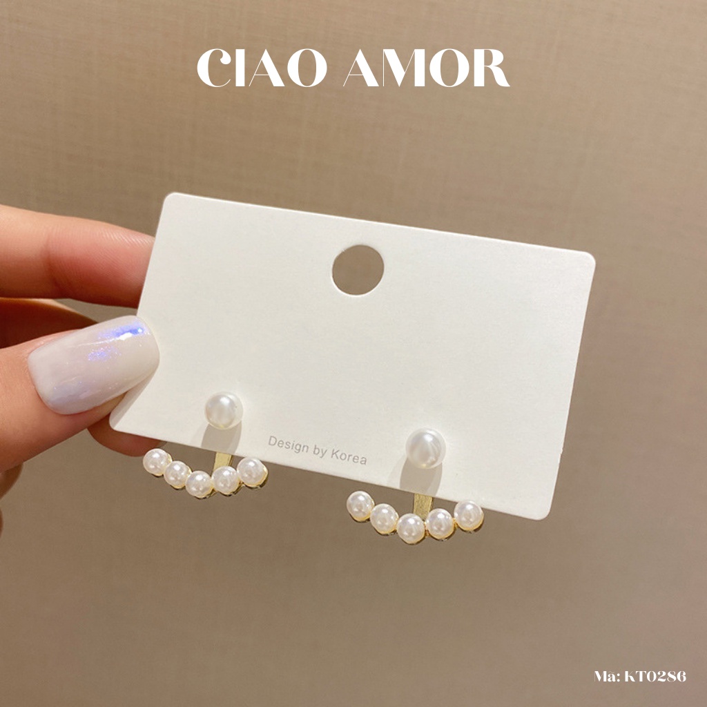 Khuyên tai nữ, Bông tai ngắn đính ngọc vành tai thanh lịch Trang sức Ciao Amor - KT0286