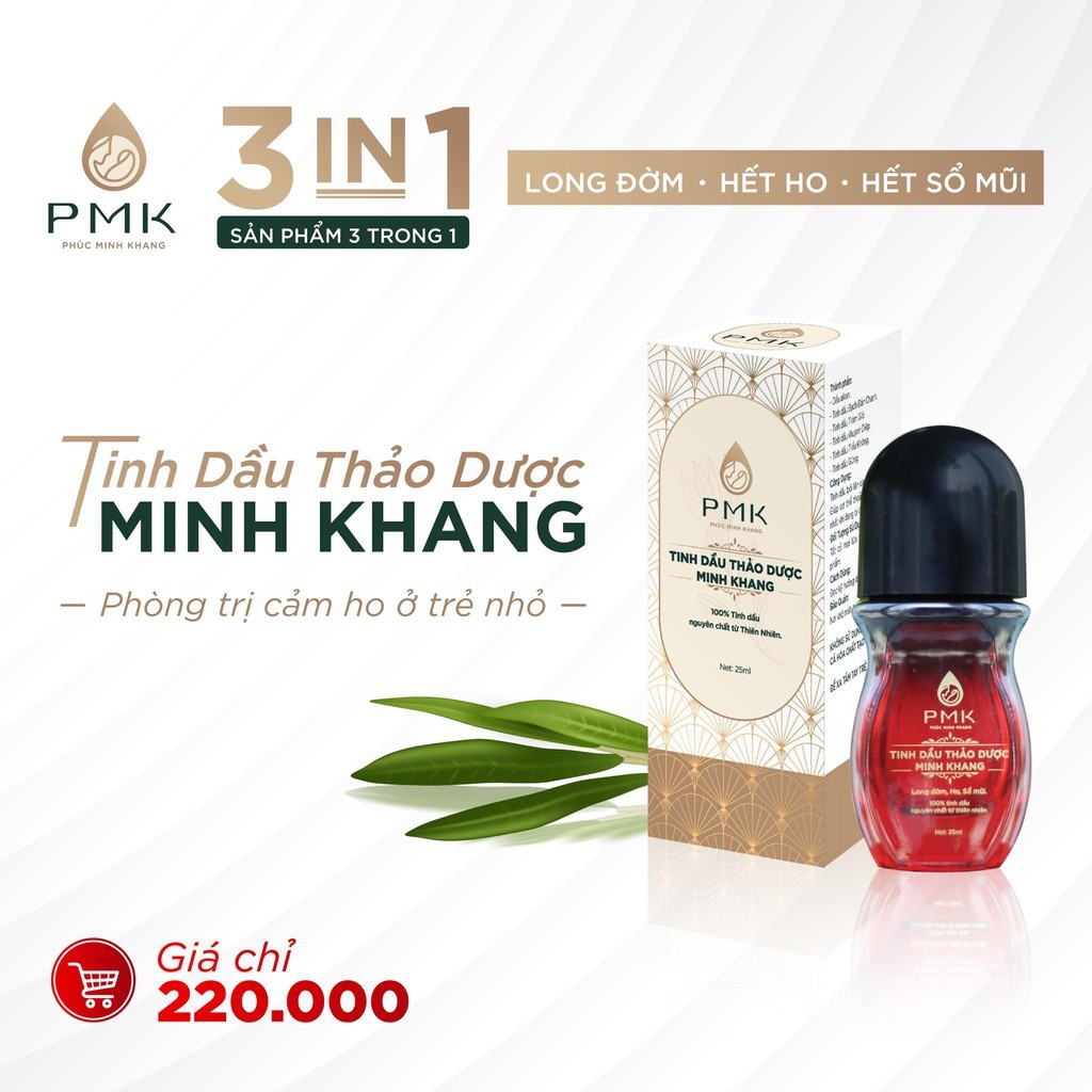 Tinh dầu thảo dược Minh Khang - long đờm, ho,  sổ mũi khò khè ở trẻ