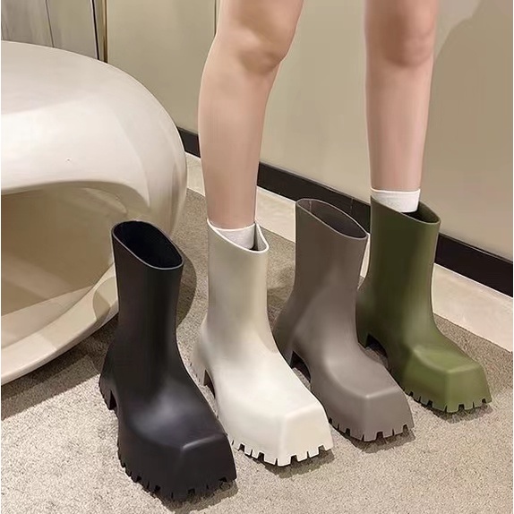 Giày Boots Đi Mưa Mũi Vuông 5CM Thời Trang Cho Nữ #9