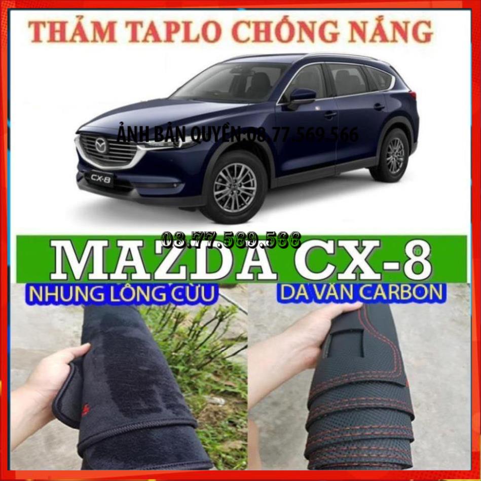 THAM TAPLO DA VÂN GỖ MAZDA CX8 THẢM LÓT TAPLO 3 LỚP CHỐNG NÓNG XE HƠI Ô TÔ NHUNG LÔNG DA CARBON BẢO HÀNH 12 THÁNG