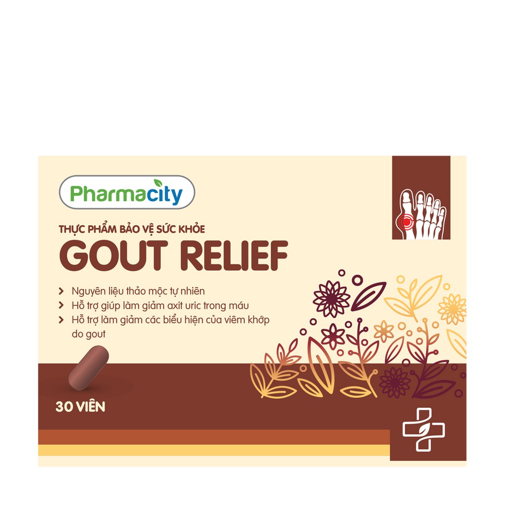 Thực phẩm Pharmacity hỗ trợ giảm acid uric và các biểu hiện của viêm khớp Gout Relief