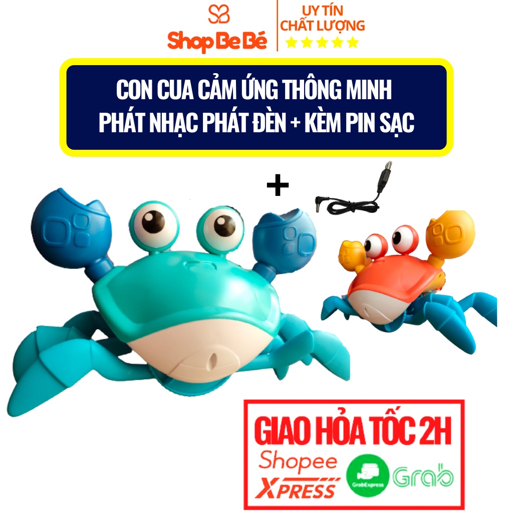 Đồ chơi con cua cảm ứng thông minh tránh chướng ngại vật phát sáng,có nhạc, kèm sạc pin