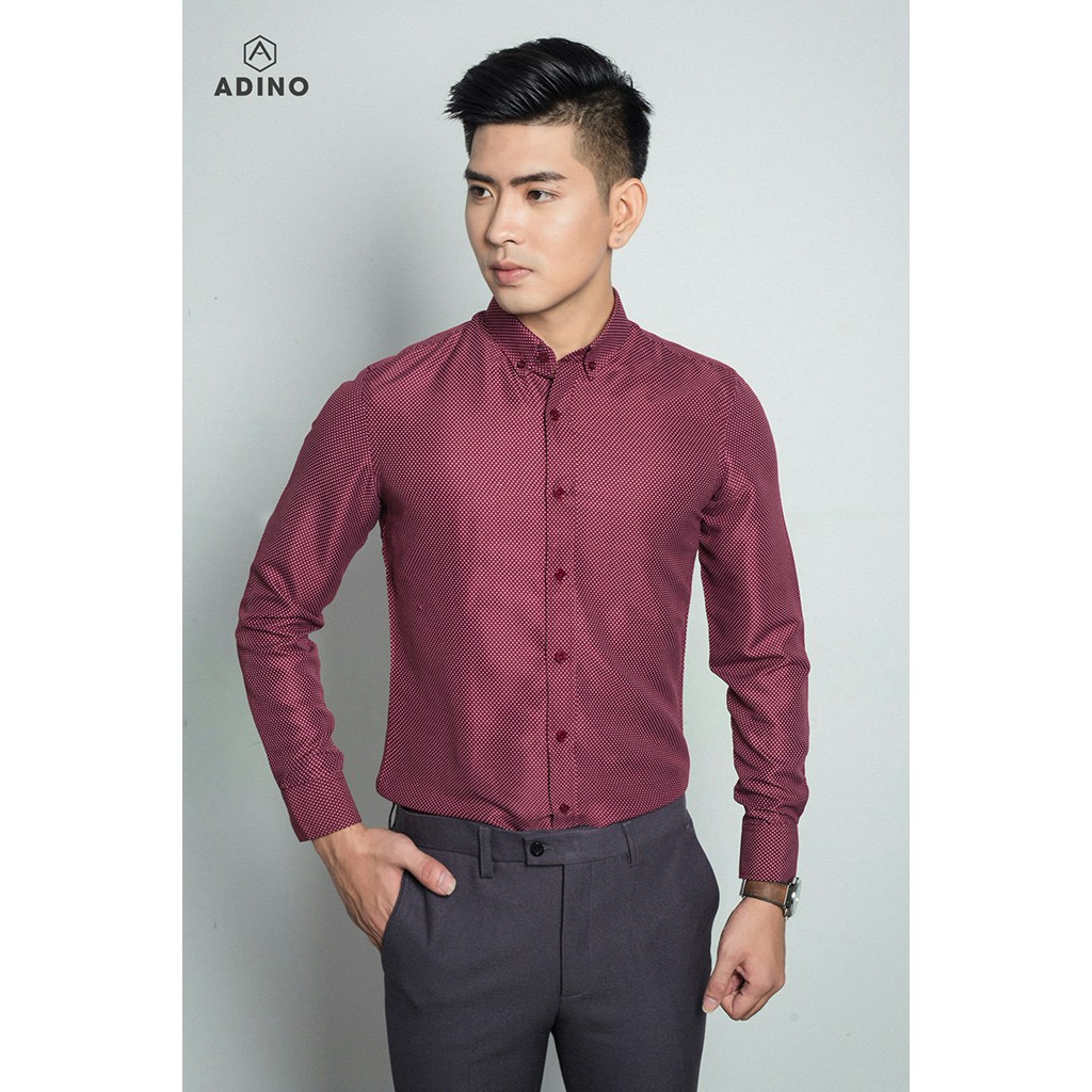Sơ mi đỏ đô chấm bi