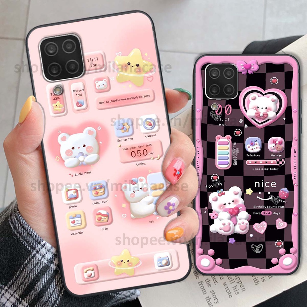 Ốp Samsung A12 / M12 hình đồng hồ icon gấu mèo cute cực dễ thương ngộ nghĩnh