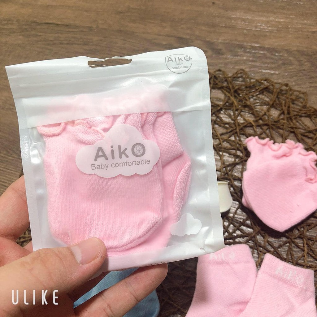 SET Bao Tay Bao Chân Len Lưới Aiko Cho Bé Sơ Sinh Từ 0-3 Tháng Tuổi