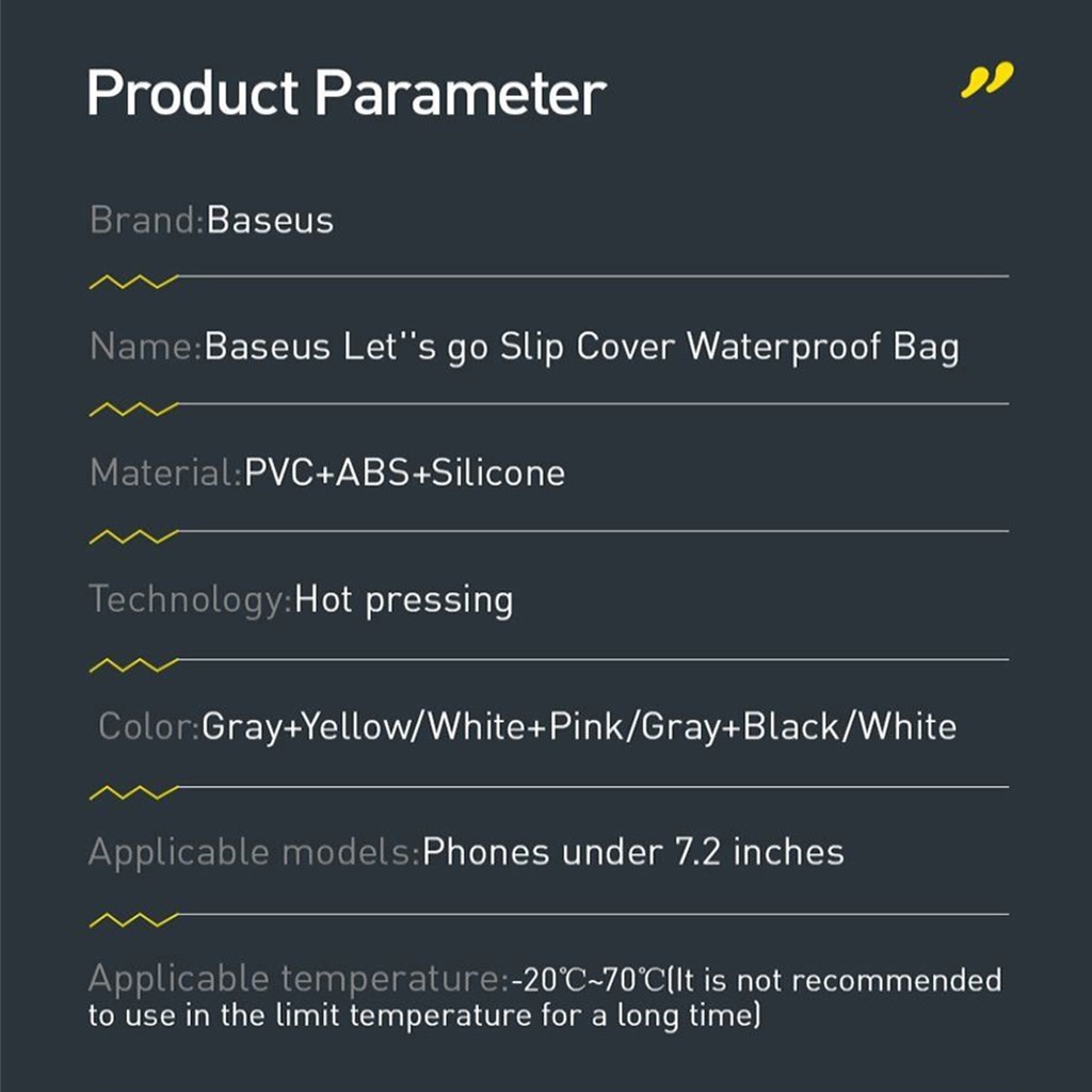 Túi chống nước dùng cho điện thoại Baseus Let''s go Slip Cover Waterproof Bag (for under 7.2 inch SmartPhone)