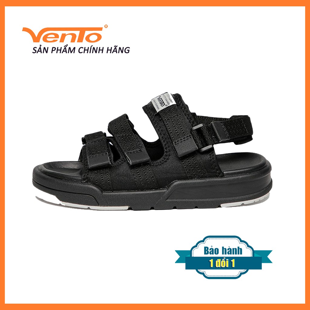 Sandal Vento Nam Nữ Unisex H1001 F7 Black White Đế Bánh Mì [Đế IP cao 3cm]