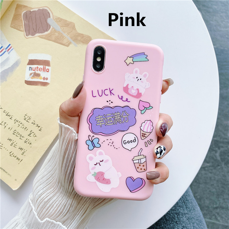 Oppo A92 A52 A72 R17 R15 R11 R11s R9 R9s AX5s A11x A11 A7x Ax7 A73 A39 A59 A9x F9 Pro Milk tea Bunny rabbit Cute Bear Soft Silicone Case