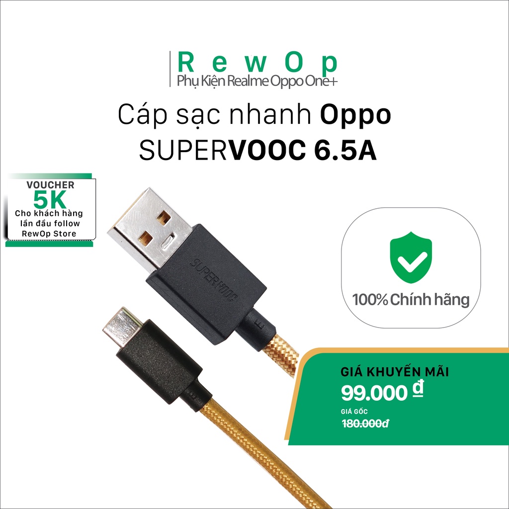Cáp sạc nhanh SuperVOOC Type C 6.5A DL129 - Bọc dù siêu bền chống đứt chống rối