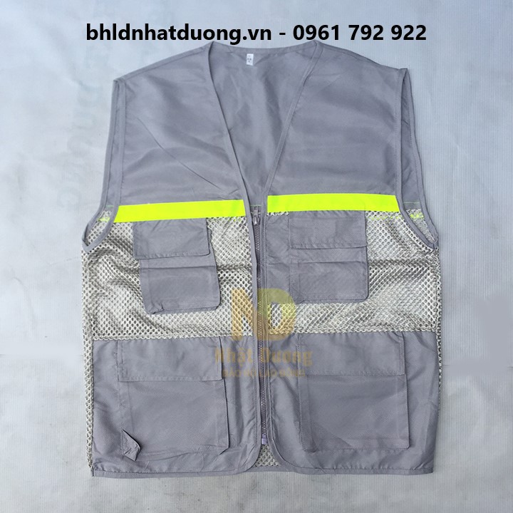 Áo bảo hộ lao động gile áo kỹ sư có phản quang 4 túi hộp dây kéo - Nsafe
