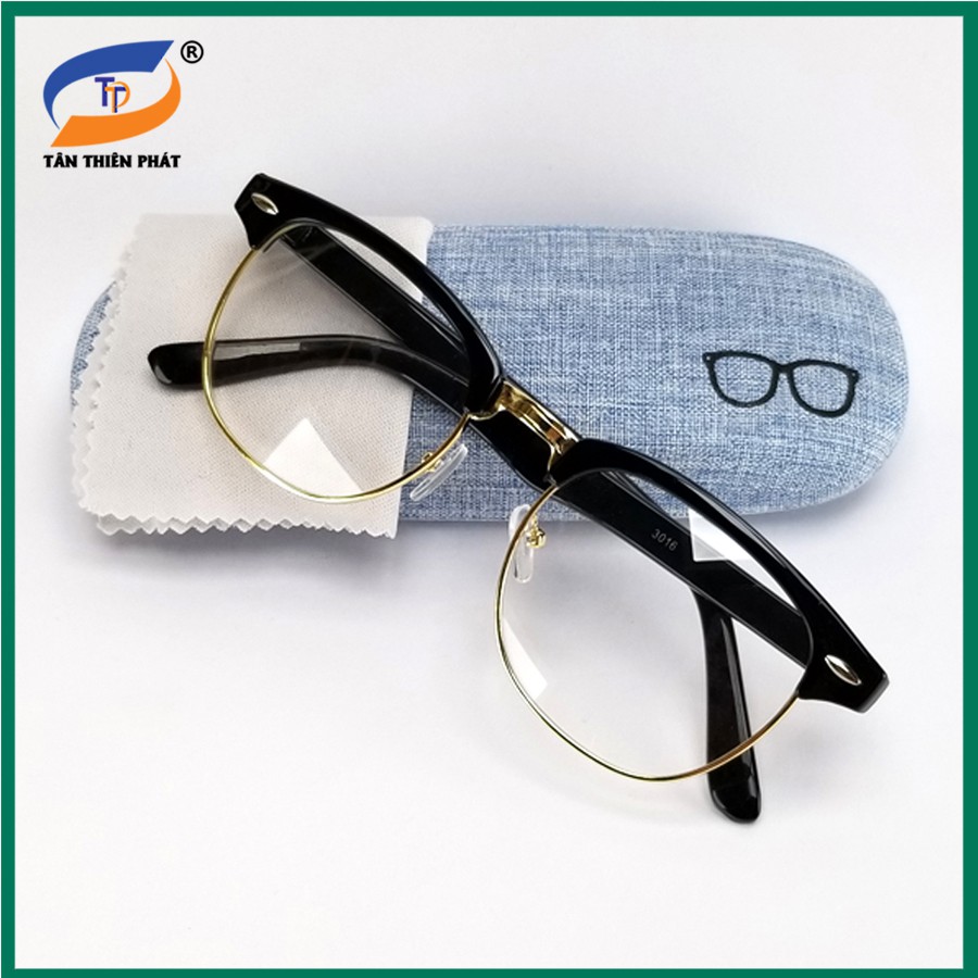 Gọng kính cận nam nữ 3106 màu đen và xám, tròng giả cận tròng 0 độ trong suốt chống ánh sáng xanh. Form ôm mặt