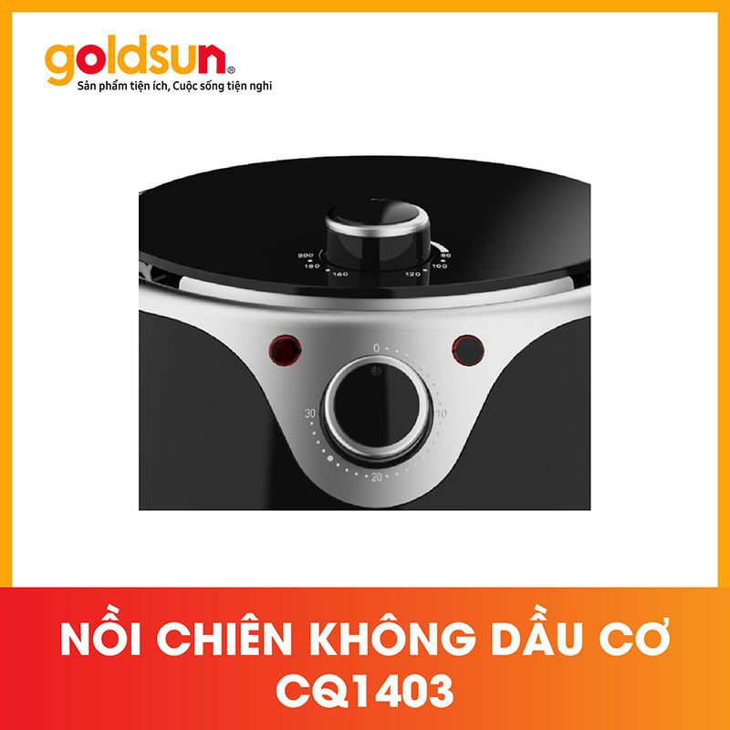 Nồi chiên không dầu Goldsun CQ1403 của thương hiệu Goldsun có thiết kế tinh tế, phù hợp với không gian trong nhà bếp