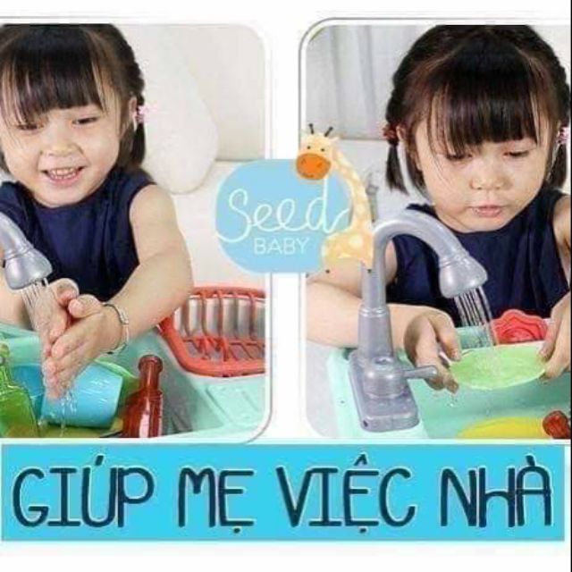 Bộ đồ chơi rửa chén bát nhựa tập tính tự lập cho con