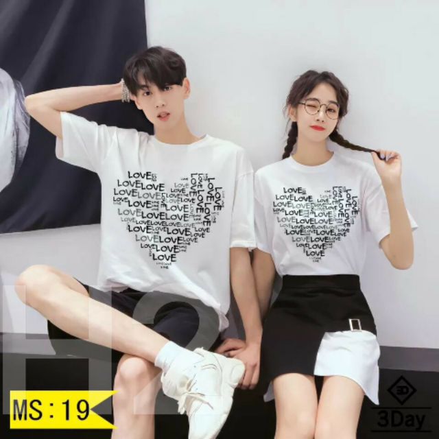 Áo đôi tim chữ love