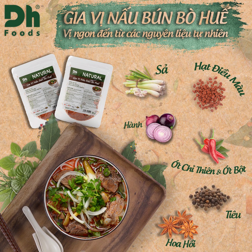 COMBO 2 Gói Gia vị nấu Bún Bò Huế Natural Dh Food 24G/Gói - Tự Hào Gia Vị Việt