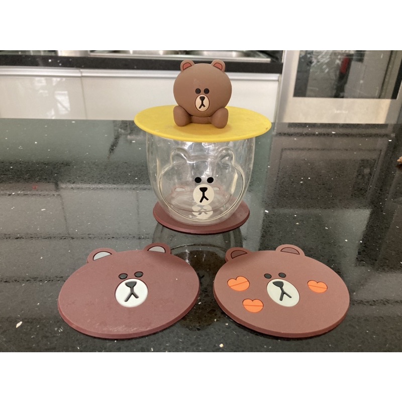 Full set cốc kèm nắp nhiều mẫu Gấu Thỏ Vịt Brown Cony Choco Sally Line