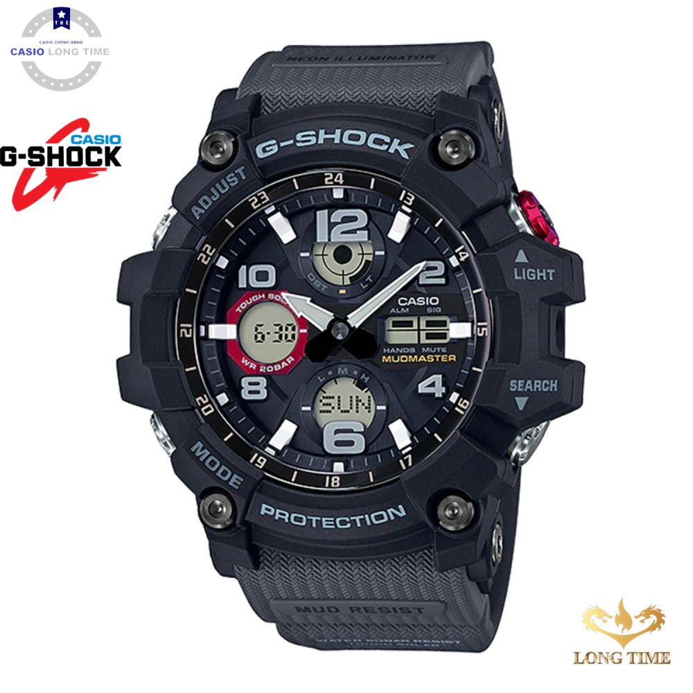 Đồng hồ nam Casio G Shock MUDMASTER GSG-100-1A8 Pin Năng Lượng Mặt Trời - Hai Đèn Le