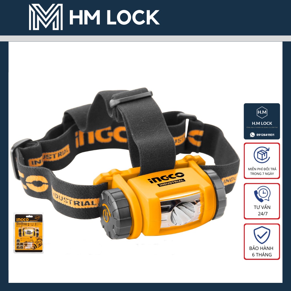 ĐÈN PHA ĐỘI ĐẦU INGCO - HHL013AAA2 - CHIẾU XA 50 MÉT - CÓ KHẢ NĂNG CHỐNG NƯỚC IPX-4