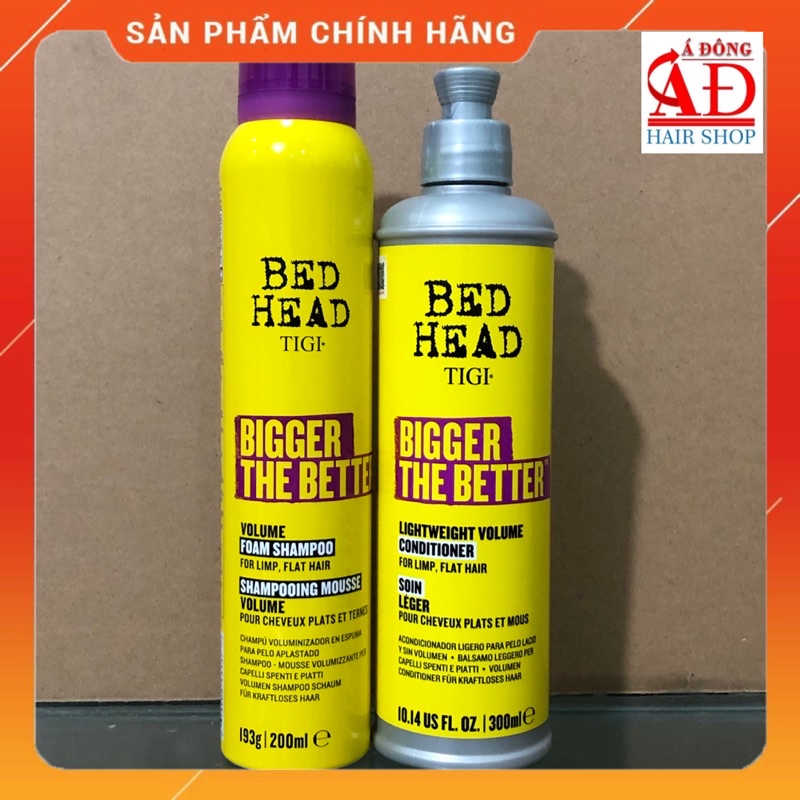 BỘ GỘI XẢ DẠNG BỌT TẠO PHỒNG TIGI BED HEAD BIGGER THE BETTER VOLUME FOAM SHAMPOO USA 200ML/300ML