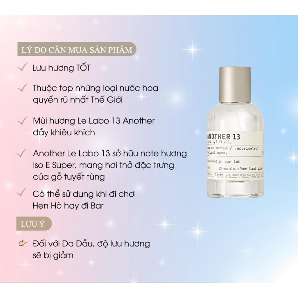 Nước Hoa Nữ Le Labo Another 13 Quyến Rũ, Lưu hương Lâu dung tích 100ml - Dầu thơm hương gỗ sexy, cá tính