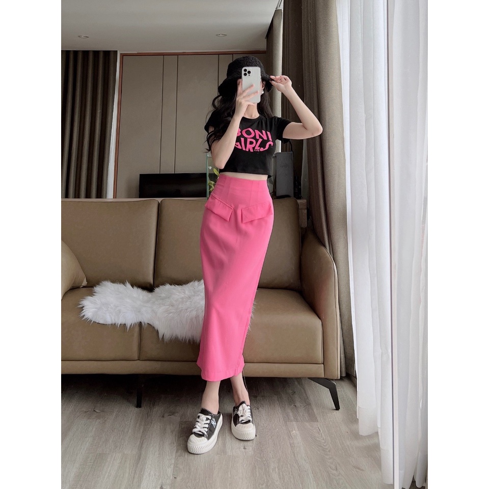 Áo croptop tay ngắn cổ tròn in chữ chất cotton co giãn 4 chiều A199