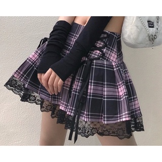 Chân Váy Xếp Li Họa Tiết Caro Y2K Cho Nữ