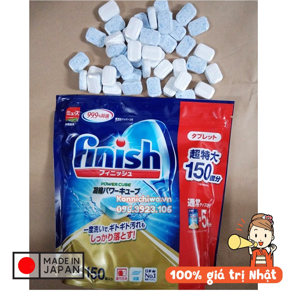 Viên rửa chén / bát Muse Finish Power Cube túi 150 viên chuyên dùng cho máy rửa bát | Hàng Nội Địa Nhật