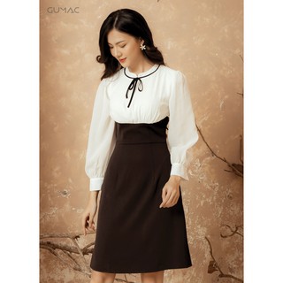 Đầm nữ phối màu trắng đen GUMAC MS12934