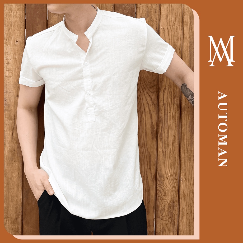 Áo sơ mi đũi tay ngắn cổ bẻ chất liệu cao cấp thoáng mát AUTOMAN A03