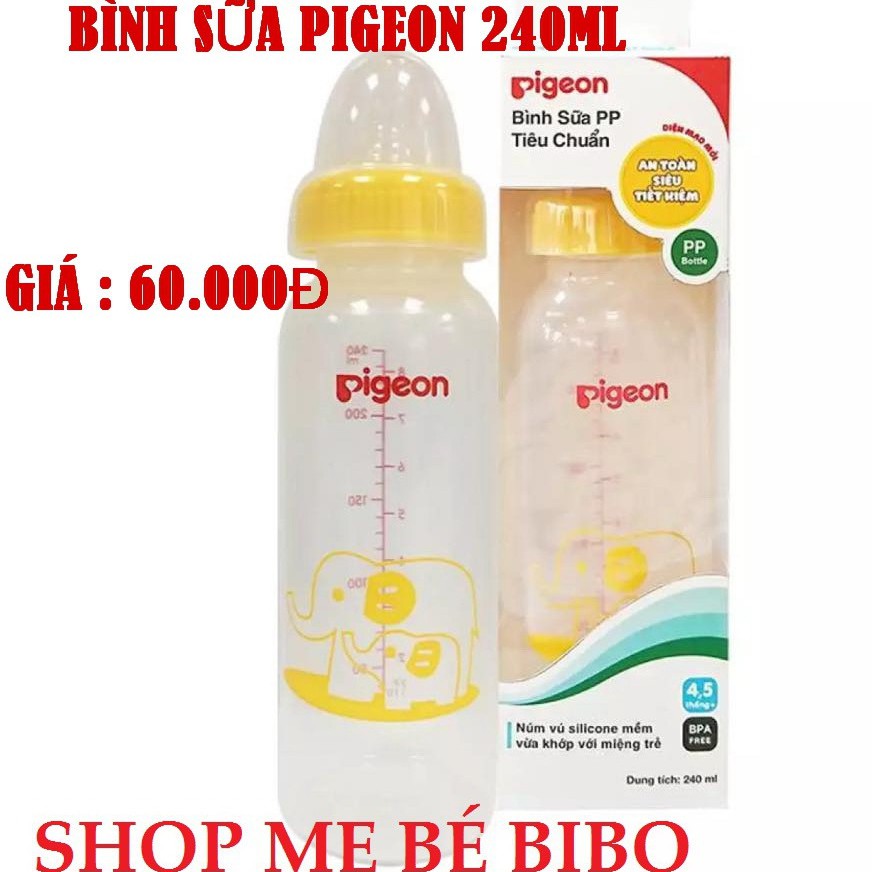 Bình Sữa Pigeon PP Tiêu Chuẩn Hình Voi 240ml. Bình Bú Cho Bé