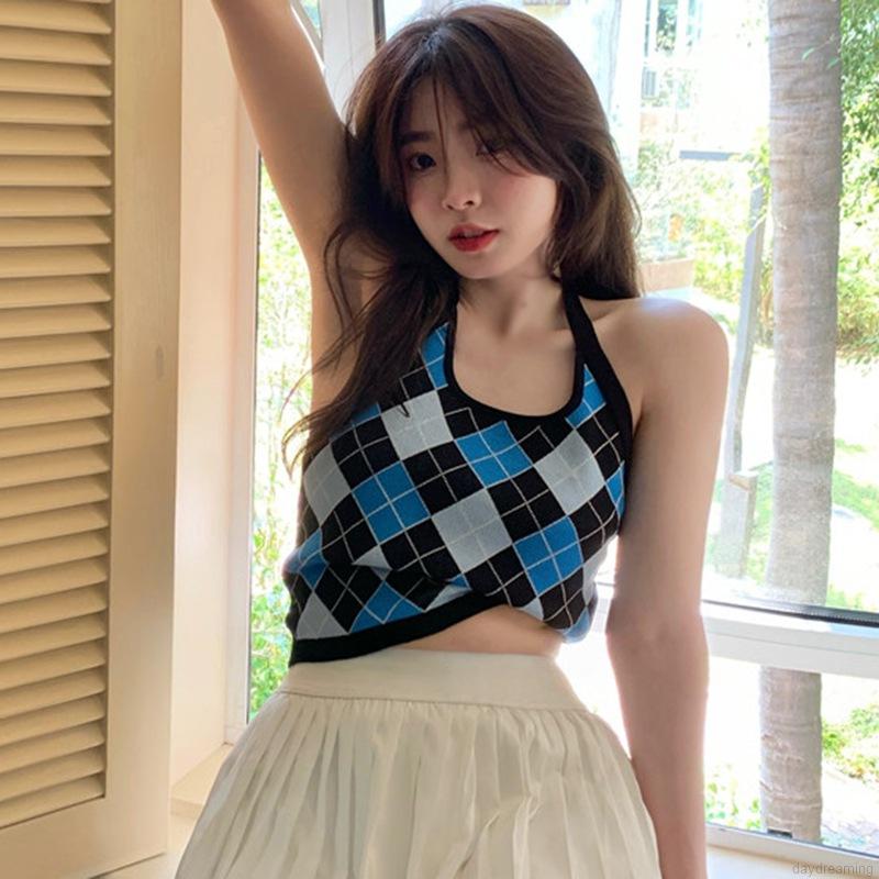 Áo Croptop Dệt Kim Hoạ Tiết Kẻ Sọc Thiết Kế Quyến Rũ