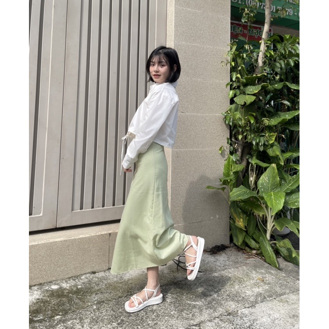 Áo sơ mi lửng cột dây