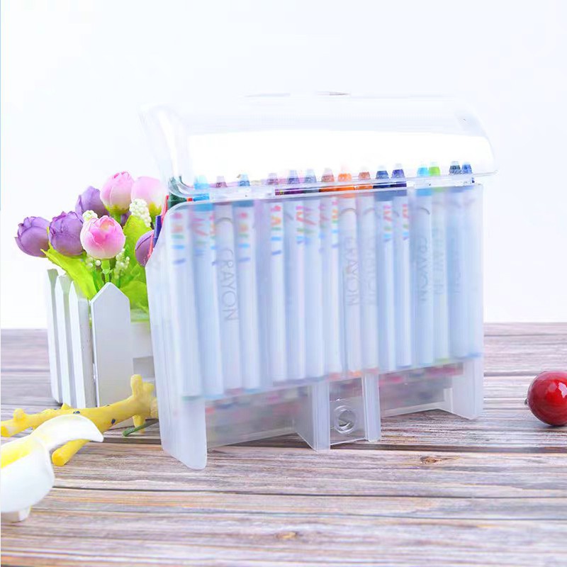 Bộ 64 cây bút sáp vừa được shop cập nhật có hộp đựng bằng nhựa cho bé thỏa sức vẽ vời