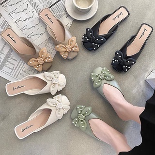 Sục cao su thời trang mũi vuông đính nơ Siêu dẻo đi Mưa chống Trơn trượt