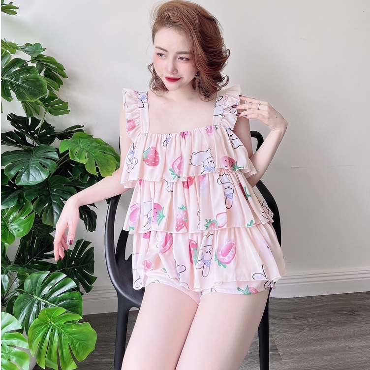 Bộ Đồ Ngủ Nữ SOJUN Vải Mango 3 Tầng 40-65Kg