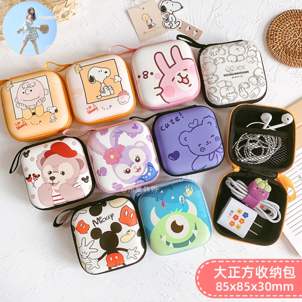 Hộp Đựng Tai Nghe Dây Cáp Sạc Họa Tiết Hoạt Hình Kiểu Nhật Hàn Dễ Thương