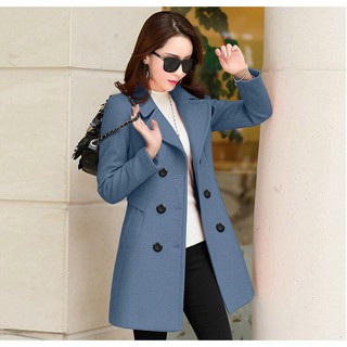 Aó khoác dạ măng tô nữ dáng ngắn cổ vest cao cấp DN24 thoitraghd.com