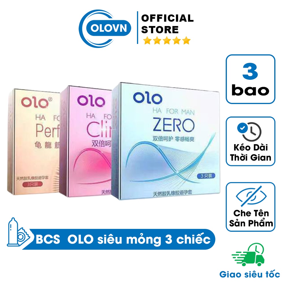 Bao cao su OLO siêu mỏng, Climax - Zero - Performa kéo dài thời gian quan hệ, Hàng chính hãng | Hộp 3 chiếc